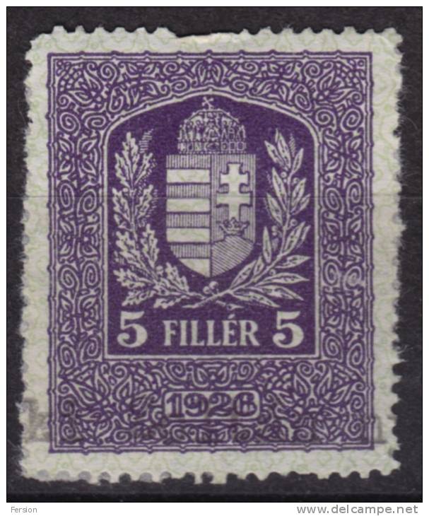 1926 Hungary, Ungarn, Hongrie - Revenue Stamp - 5 F - Steuermarken