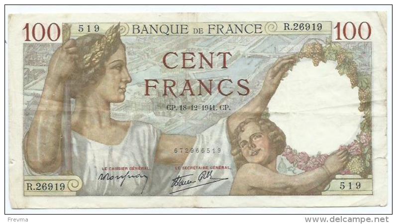 Billet 100 Francs Sully CP.18.12.1941.CP - 100 F 1939-1942 ''Sully''