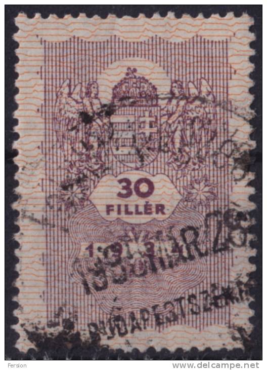 1934 Hungary Ungarn Hongrie - Revenue Fiscal Tax Stamp - 30 F - Steuermarken