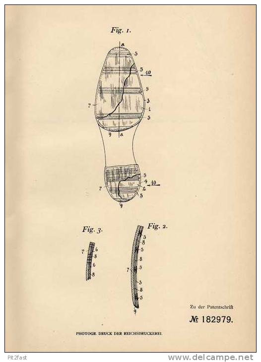 Original Patentschrift - M. Tips in Brüssel , 1906 , auswechselbare Sohlen für Schuhe , Schuster !!!