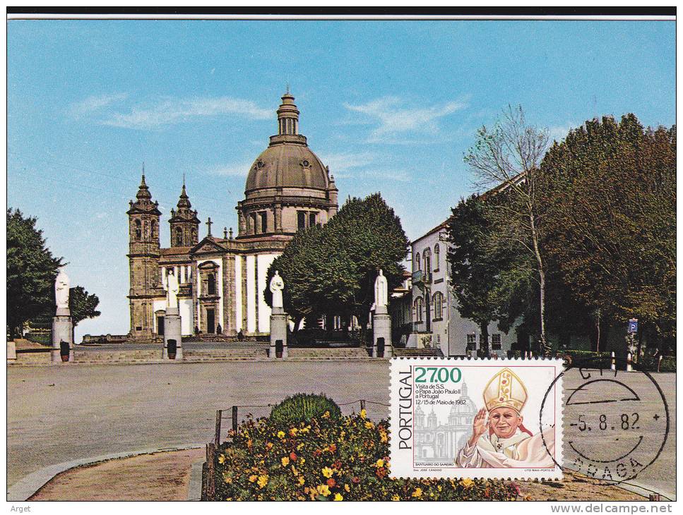 Carte- Maximum PORTUGAL  N° Yvert 1545 (Eglise De ND Du SAMEIRO) Obl Sp Braga 1982 - Cartes-maximum (CM)