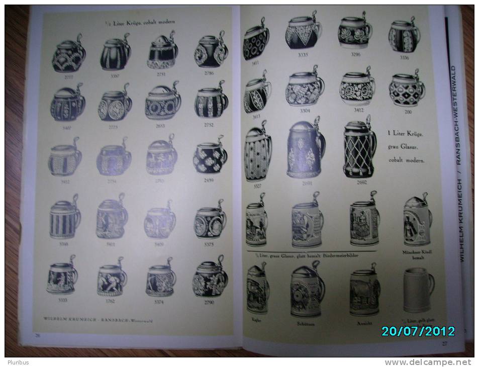 1931 PARAFEU WARE STONEWARE PORCELAIN BEER TANKARD CATALOG PRICE-LIST - Catalogi