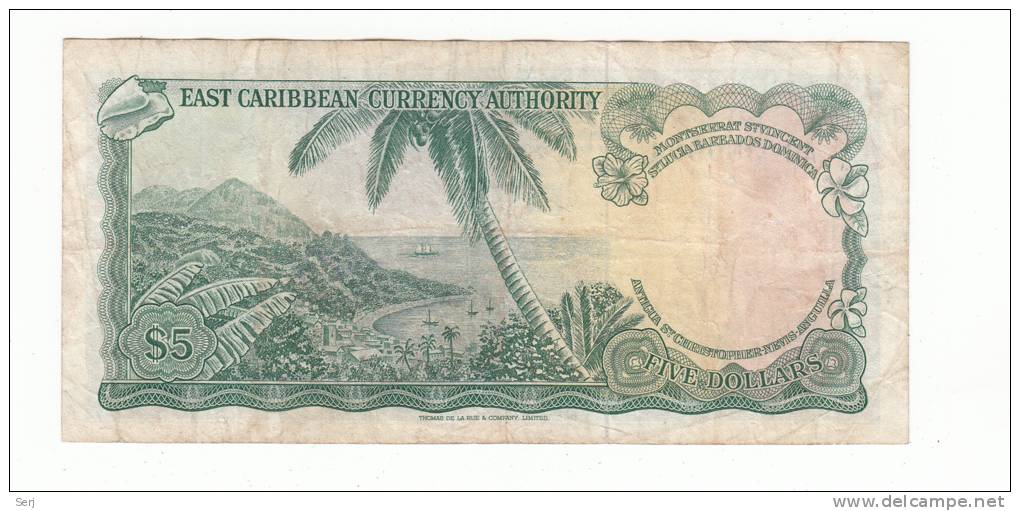 East Caribbean States 5 Dollars 1965 VF P 14a  14 A - East Carribeans