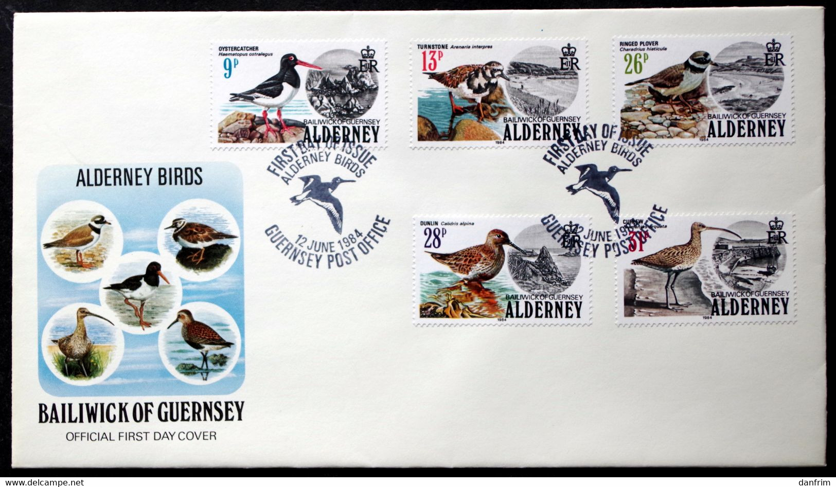 ALDERNEY 1984  Birds MiNr. 13-17 FDC ( Lot 934 ) - Alderney