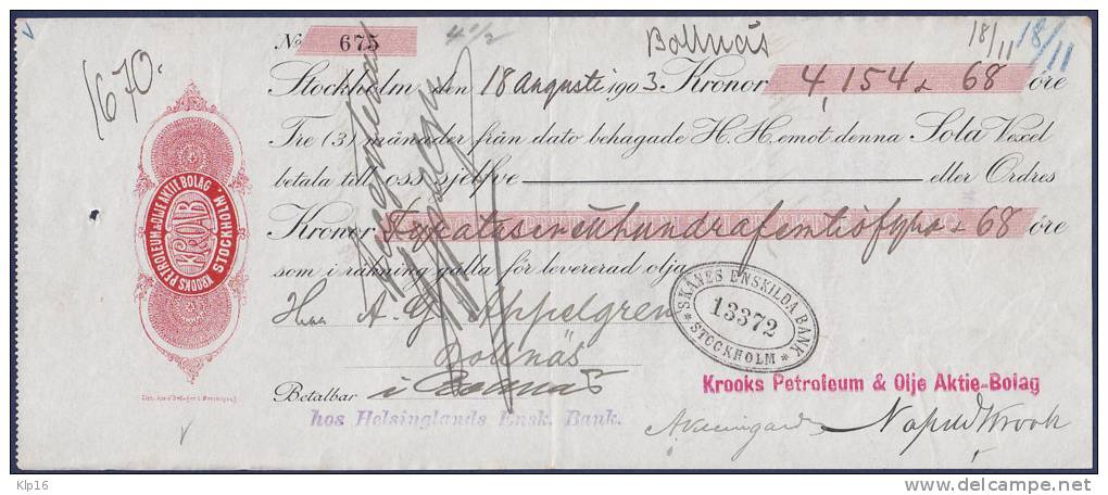 SWEDEN SWEDISH BILL 1903 - Sweden