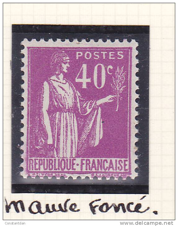 FRANCE N°281 40C MAUVE FONCE TYPE PAIX NEUF SANS CHARNIERE - Ungebraucht