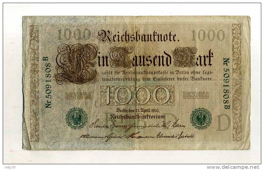 - ALLEMAGNE . 1000 M. 1910 . - 1000 Mark