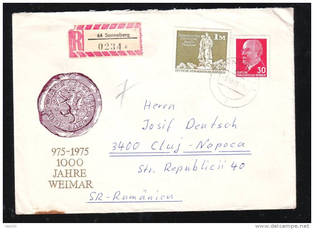 REGISTRED  COVER 1975 NICE FRANKING FROM GERMANY SEND TO ROMANIA. - Covers & Documents