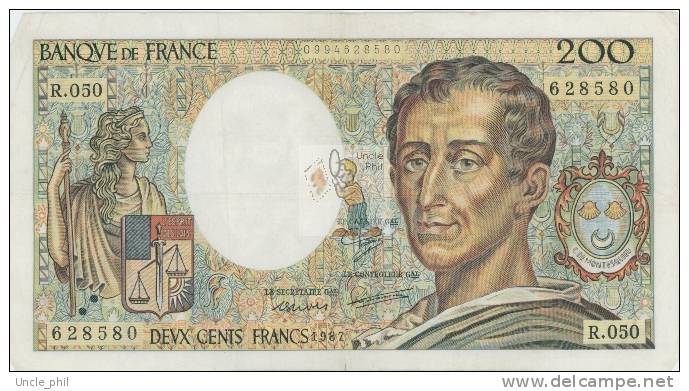 MONTESQUIEU 200 FRANCS - 1987 - R.050 - O - COTE IPCbanknotes: 20 Euros - 200 F 1981-1994 ''Montesquieu''