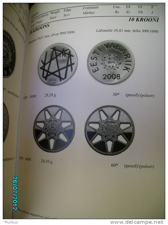 COINS AND PAPER MONEY OF THE REPUBLIC OF ESTONIA 1918-2011 PRICE CATALOGUE - Livres Sur Les Collections