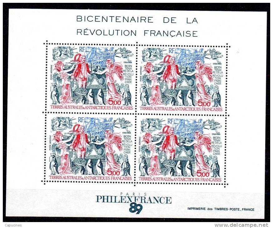 TAAF - 1989: BF: "Bicentenaire Révolution Française" (N° BF 1**) - Blocks & Kleinbögen