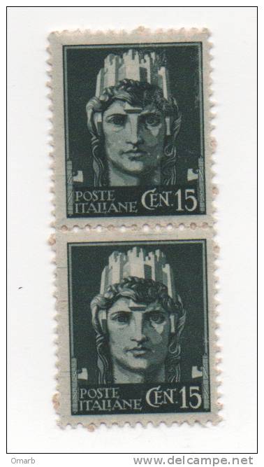 Fra304 Coppia Serie Imperiale 1945, 526 Emissione Novara, Senza Filigrana Con Fasci, 15 Cent Verde - Ungebraucht