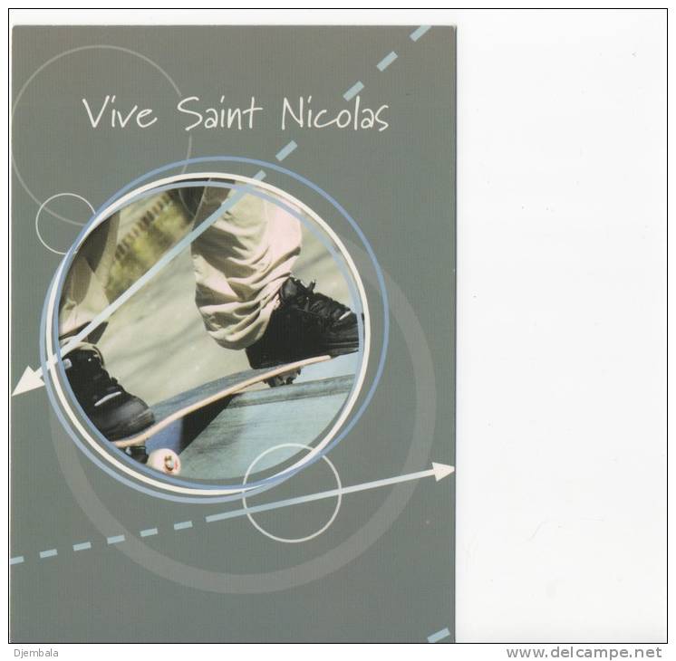 Carte De Saint  Nicolas  Représentant   Un Skate - Skateboard