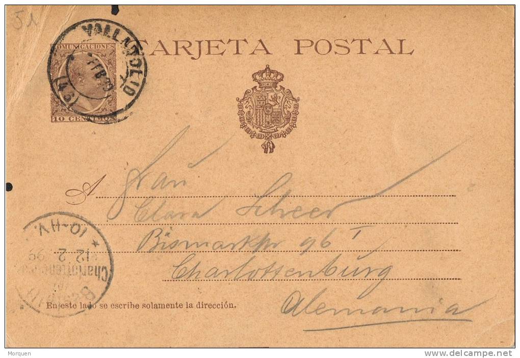 Entero Postal Alfonso XIII, 10 Cts. VALLADOLID 1899, Edifil Num 36A - 1850-1931