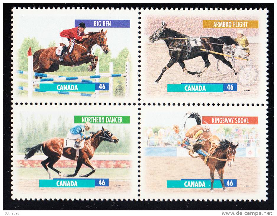 Canada MNH Scott#1794a Block Of 4 46c Canadian Horses - Neufs