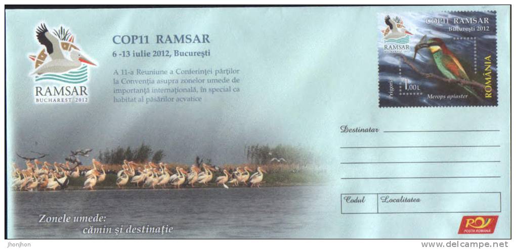 Romania-Postal Stationery Cover 2012,unused- Pelicans; Pelikane - Pélicans