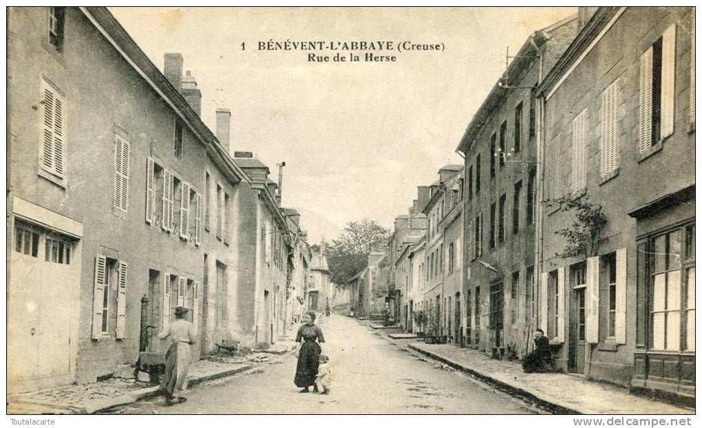 CPA 23 BENEVENT L ABBAYE RUE DE LA HERSE 1914 - Benevent L'Abbaye