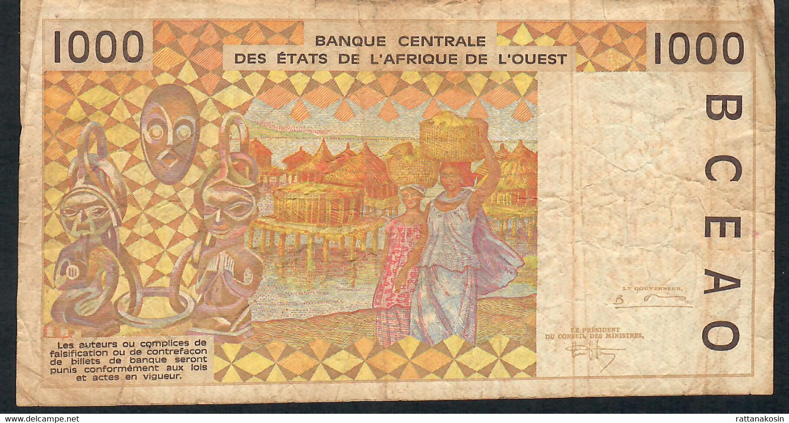 WAS MALI   P411De   1000  FRANCS    1995    FINE Corner Tape - Mali