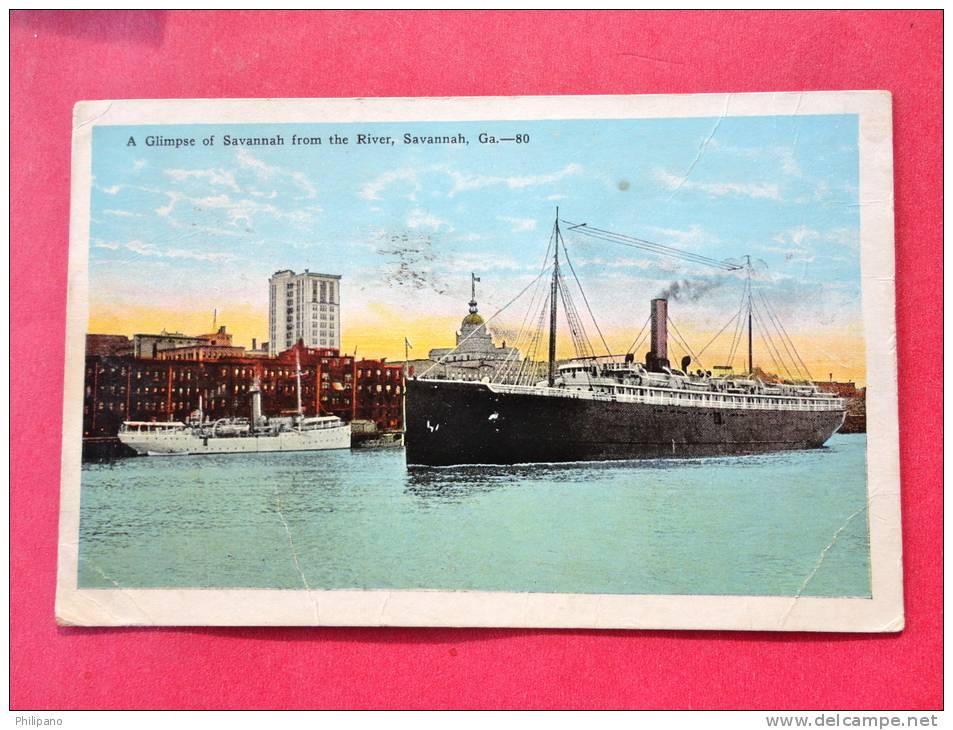 - Georgia > Savannah  Ship On River  1927 Cancel == ==   Ref  610 - Savannah