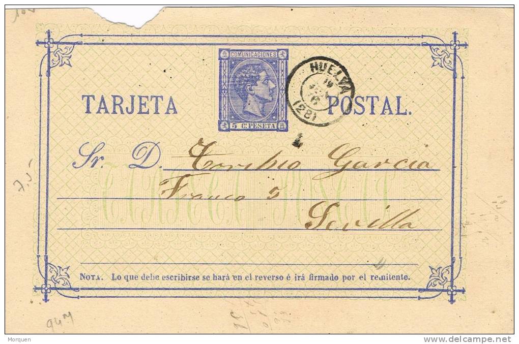 49441- Entero Postal HUELVA 1876, Alfonso XII, Edifil Num 8 Tipo I - 1850-1931