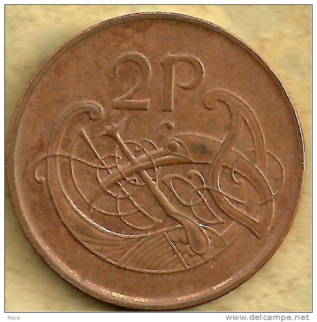 IRELAND 2 PENCE FISH (?) FRONT MUSICAL INSTRUMENT BACK 1990 VF+ KM?  READ DESCRIPTION CAREFULLY !!! - Irlande