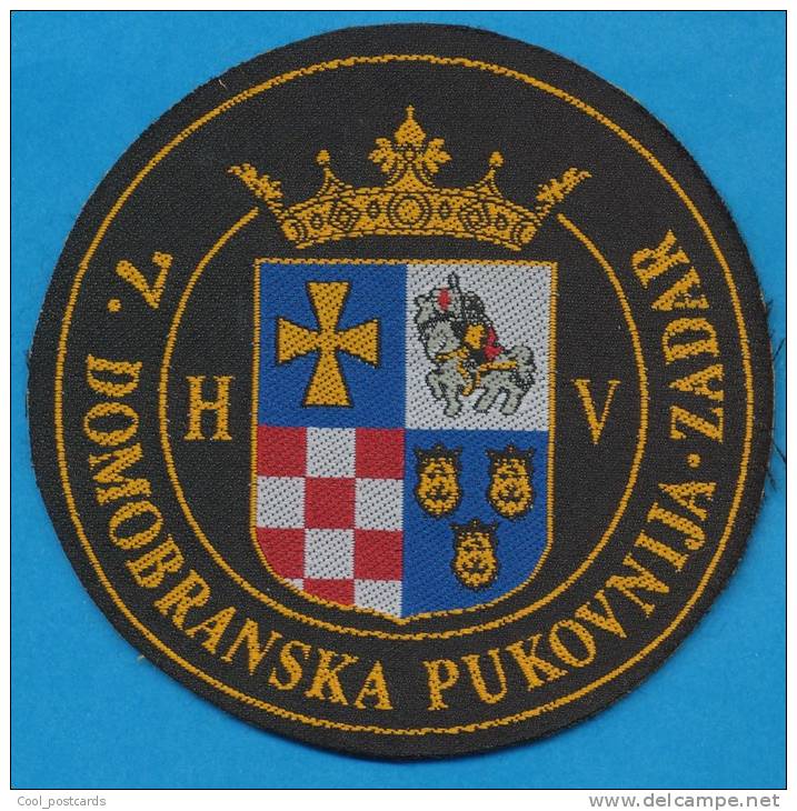 CROATIA, CROATIAN ARMY SLEEVE PATCH, COAT OF ARMS, 7. DOMOBRANSKA PUKOVNIJA ZADAR - Stoffabzeichen