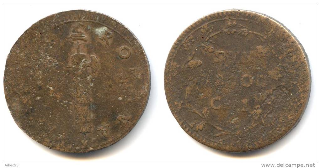 2 Baiocchi De Bronze De La République Romaine 1798-1799 - Napoleontisch