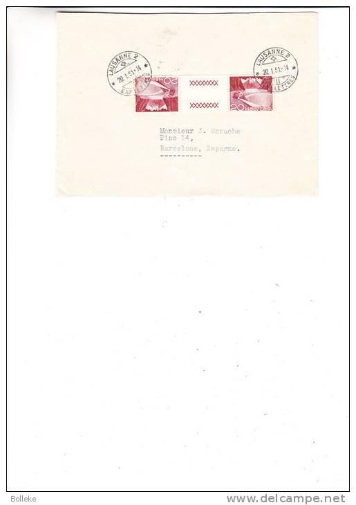 Suisse - Lettre De 1951 - Tête Bêche Avec Interpanneau - Tête-bêche