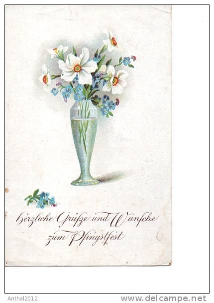 Herzliche Grüße Und Wünsche Zum Pfingstfest Blumen Vergißmeinnicht 6.6.1919 - Pentecôte