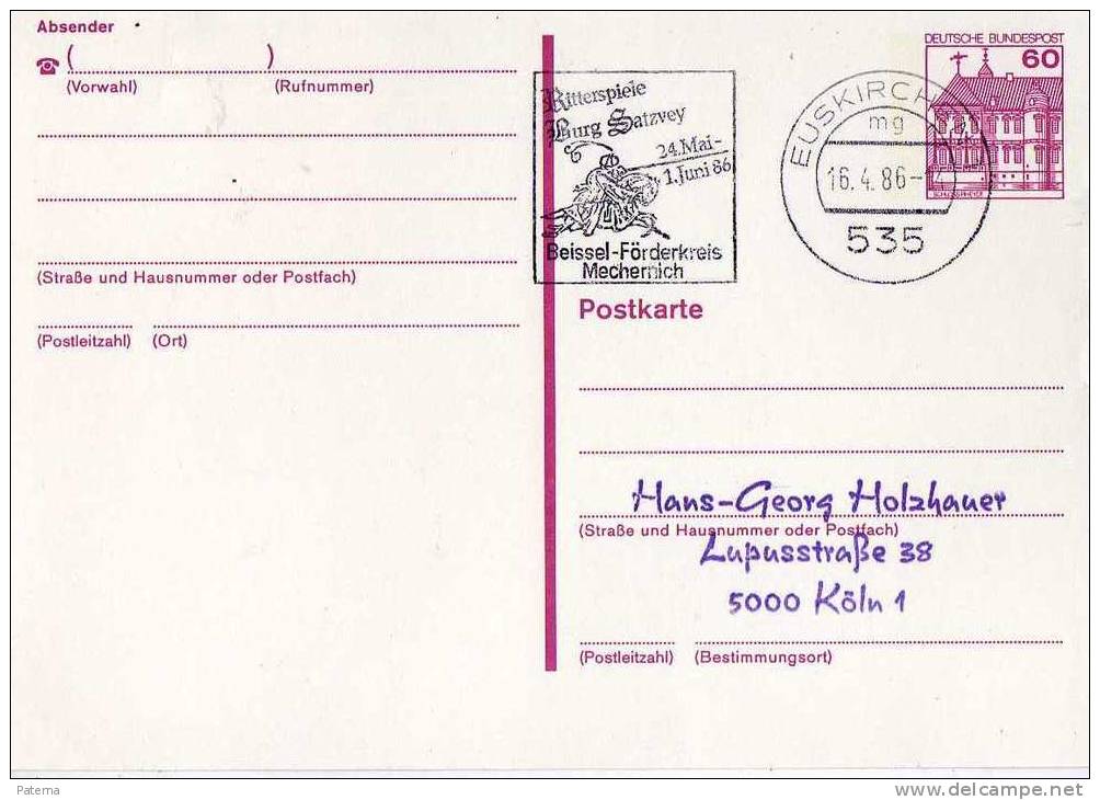 3200  Entero Postal Euskirchen  1986, Alemania - Postkarten - Gebraucht