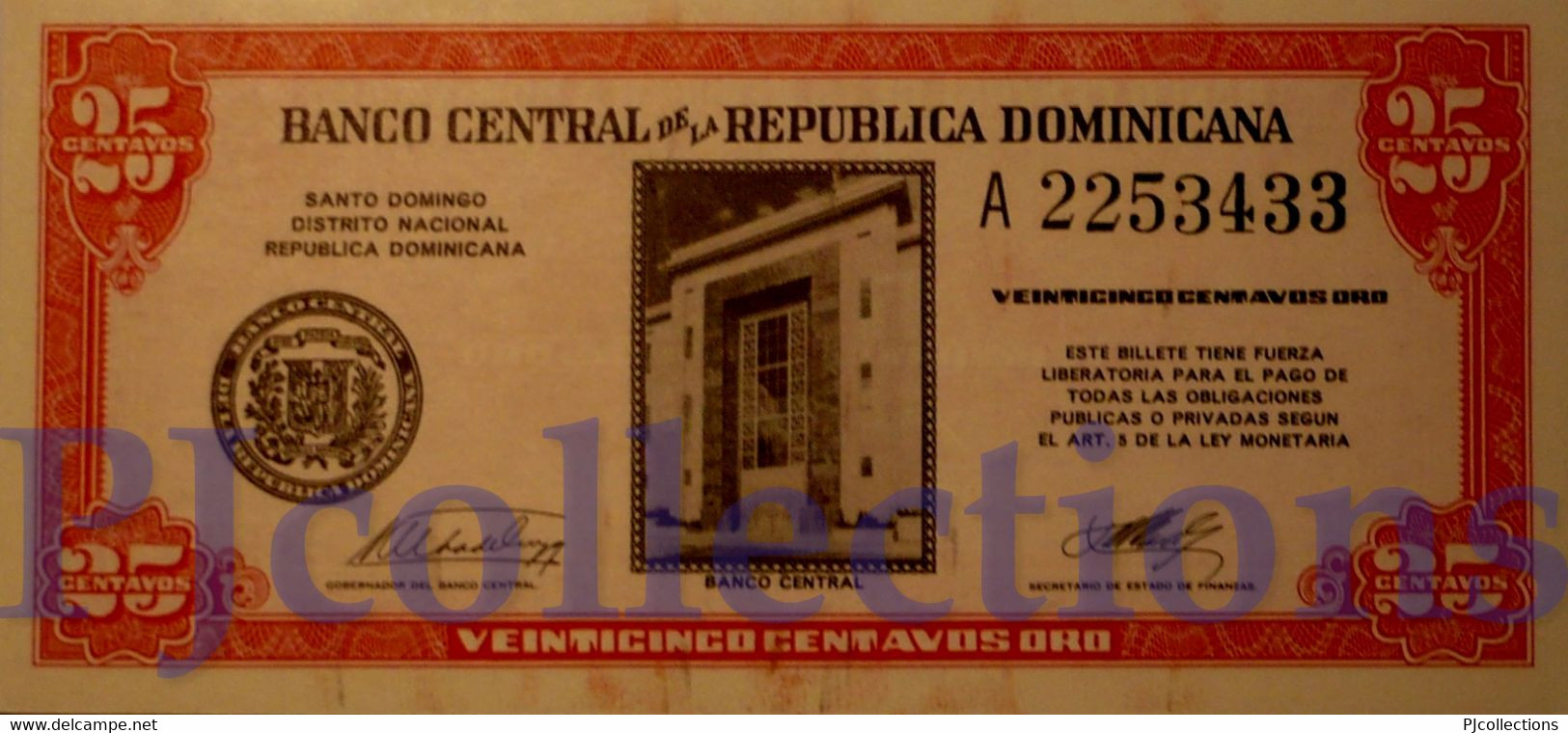 DOMINICAN REPUBLIC 25 CENTAVOS 1961 PICK 87a UNC - Dominicaine