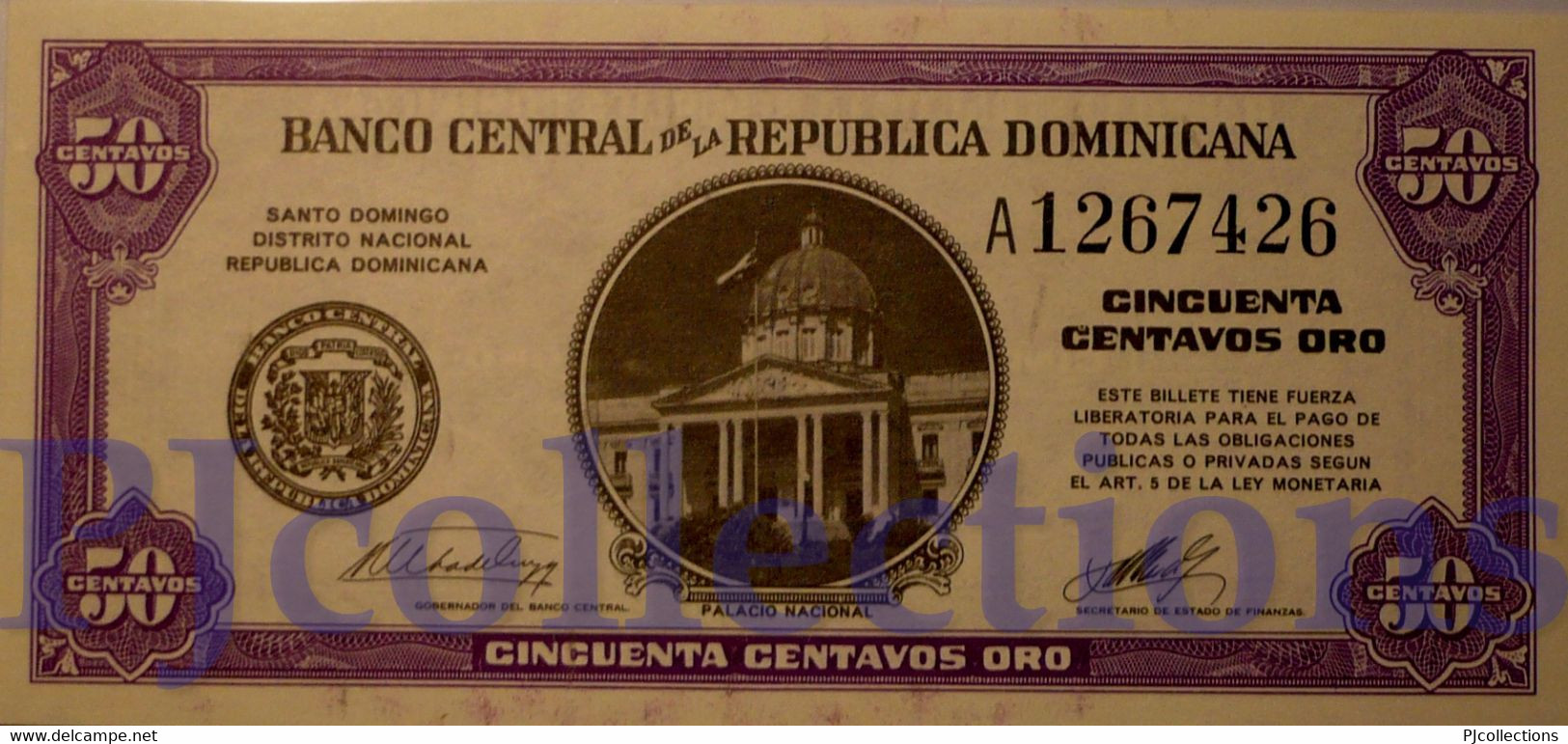 DOMINICAN REPUBLIC 50 CENTAVOS 1961 PICK 89a UNC - Dominicaine