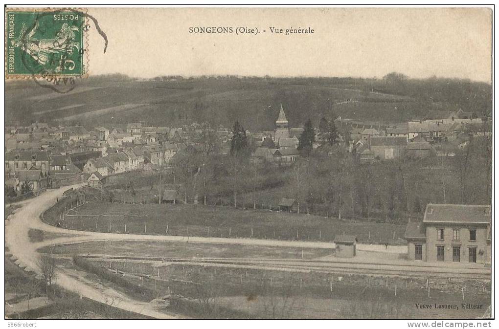 CARTE POSTALE ORIGINALE ANCIENNE  : SONGEONS  LA GARE  OISE (60) - Songeons