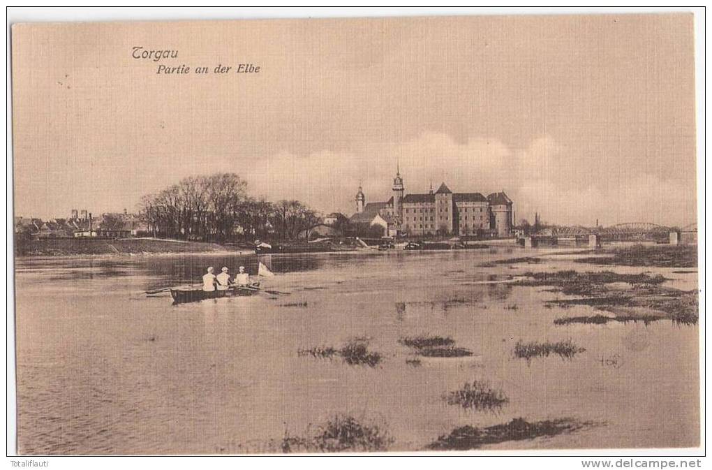 Torgau An Der Elbe Ruderer Zweier Mit Steuermann Rudern 11.12.1912 TOP-Erhaltung - Torgau