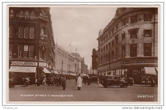 UNITED KINGDOM - Manchester, Oldham Street, Old Car, Policeman, Year 1933 - Sonstige & Ohne Zuordnung