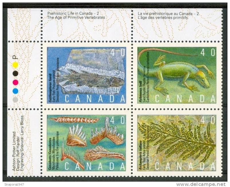 1991 Canada Dinosauri Dinosaurs Dinosaures Preistorici Prehistoric Prèhistorique Set MNH** Fo182 - Fossiles