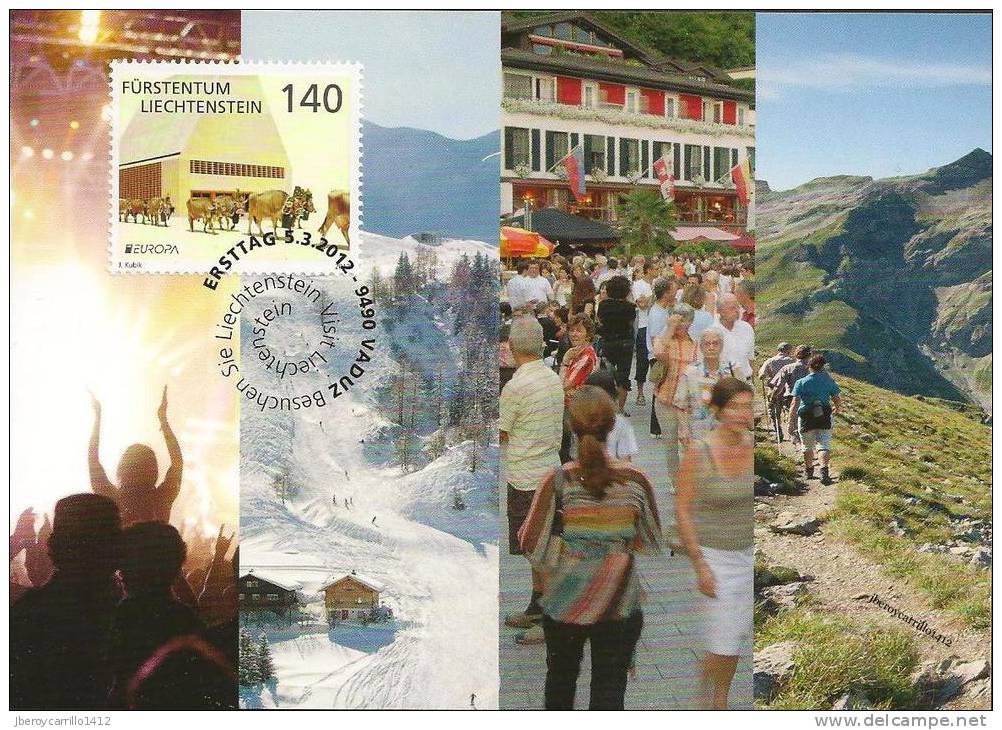 LIECHTENSTEIN - EUROPA 2012 -TEMA " VISITE LIECHTENSTEIN".- MAXIMUM CARD De La SERIE De 1 V. - 2012