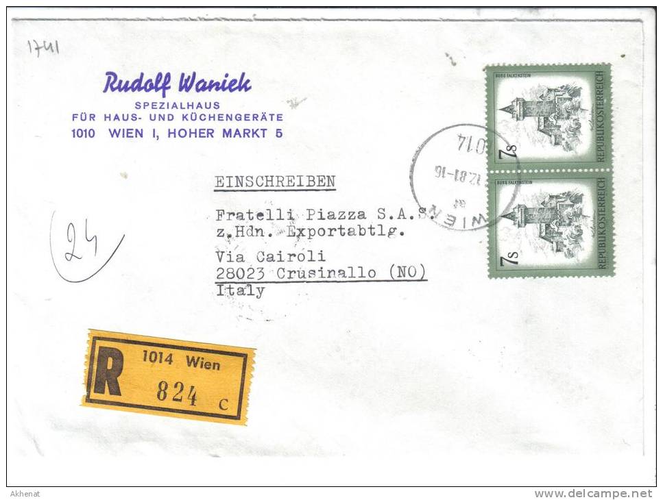 VER1741 - AUSTRIA , Lettera RACCOMANDATA Per L'Italia Del 1981 - Brieven En Documenten