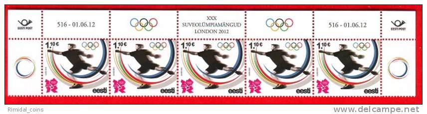 Estonia, Estland, Top Strip / 5v., Summer Olympic Games London, 2012 - Verano 2012: Londres