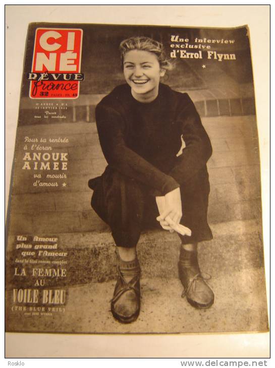 REVUE / CINE REVUE / N° 4 DE 1952 / ANOUK AIMEE + INTERVIEW DE ERROL FLYNN - Magazines