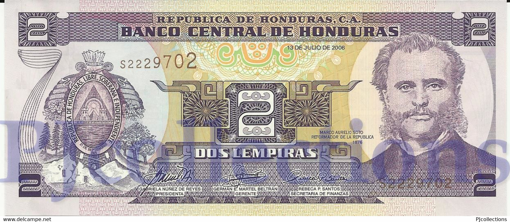 HONDURAS 2 LEMPIRAS 2006 PICK 80Af UNC - Honduras