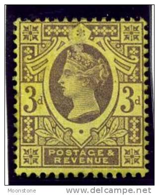 GB QV 1887 ´Jubilee´ Issue 3d Purple/yellow, Lightly Hinged Mint - Unused Stamps