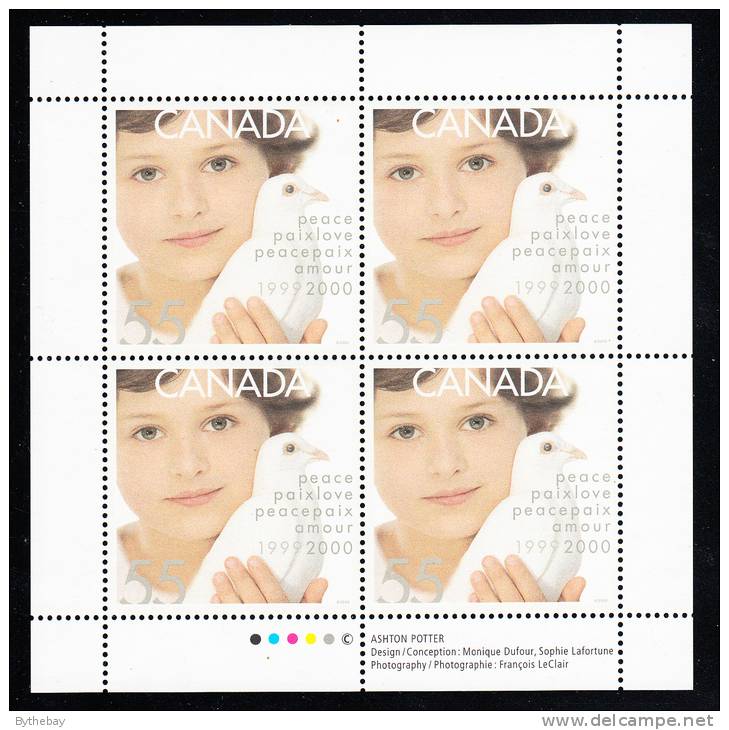 Canada MNH Scott #1813 Sheet Of 4 55c Child And Dove Of Peace - Millenium - Feuilles Complètes Et Multiples