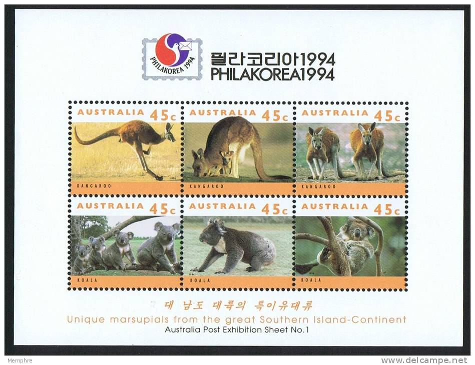 1994  Roos And Kpalas Sheet Overprinted PHILAKOREA   MNH ** - Blocs - Feuillets