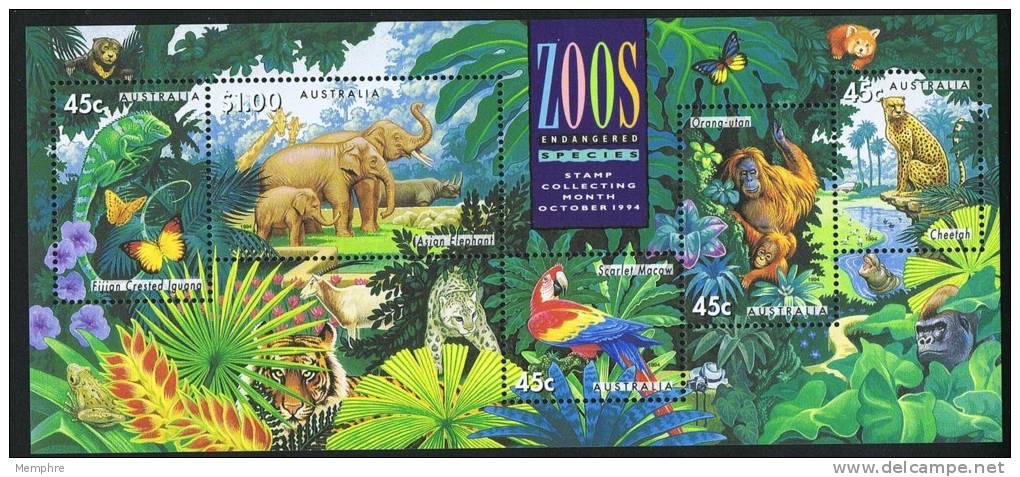 1994  Zoos Endangered Species  Sheet MNH ** - Hojas Bloque