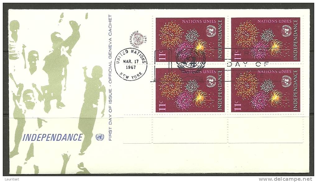 United Nations New York  17.03.1967 FDC Naciones Unidas UN Independance - Covers & Documents