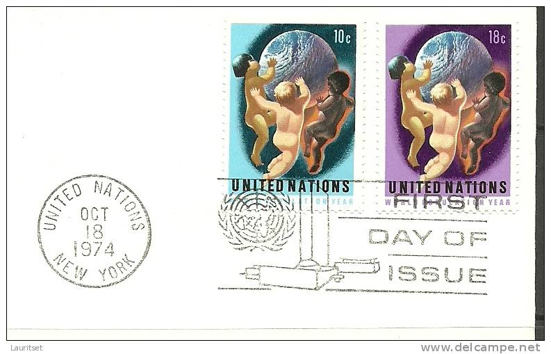 United Nations New York  18.10.1974 FDC Naciones Unidas UN World Population Year - Cartas & Documentos