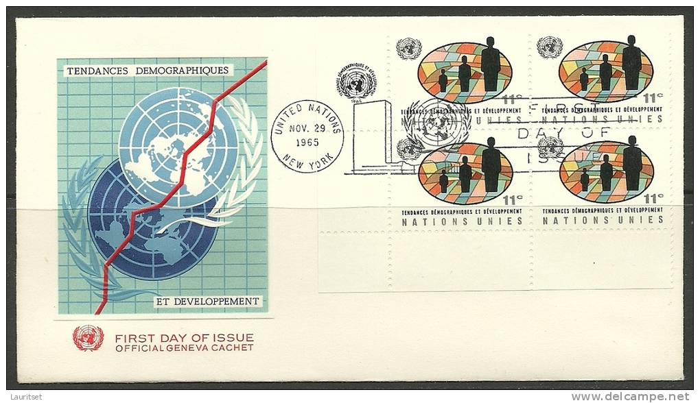 United Nations New York  29.11.1965 FDC Naciones Unidas UN Tendances Demographiques - Briefe U. Dokumente