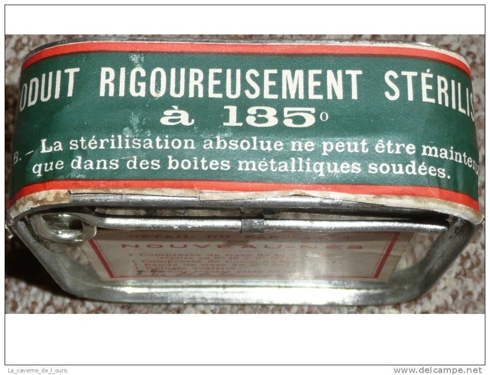 Rare Ancienne Boite En Tôle Pleine Pansement Pour Nouveaux-nés LAROCHETTE Stérilisé FSNR Vignette Clef Cle, MFOP Mulsant - Boxes