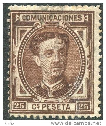 Ed 177 Alfonso XII 1876 25 Cts Castaño En Usado - Gebraucht